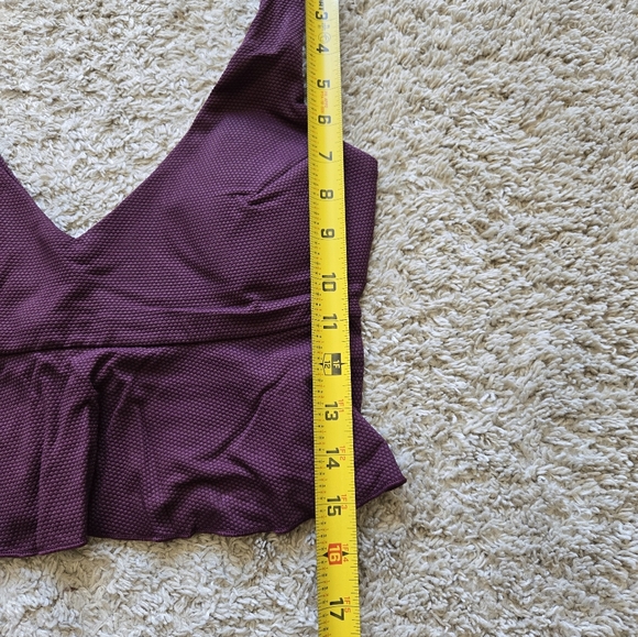 Spanx Pique Longline Flounce Bikini Top Womens M Mulberry - Picture 6 of 8